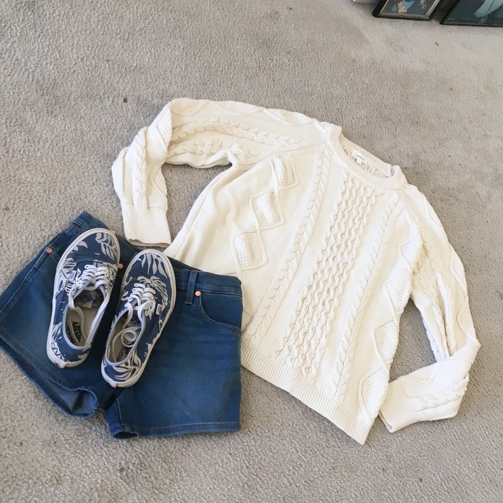 BOHME/“VANILLA”COASTAL FISHERMEN’S BRAID CREWNECK